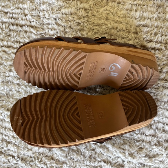 Troentorp Brown Leather Slip On Clogs Size 38 US 7.5 - Picture 7 of 7